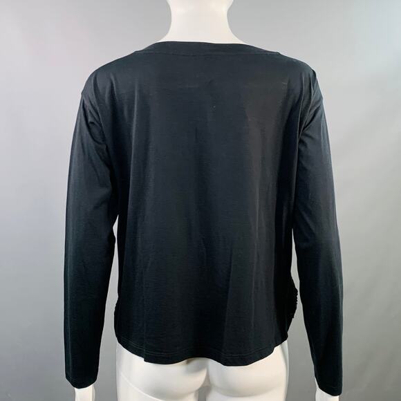 Size XS Black Cotton Blend Graffiti Sequined Casual Top - Picture 4 of 5